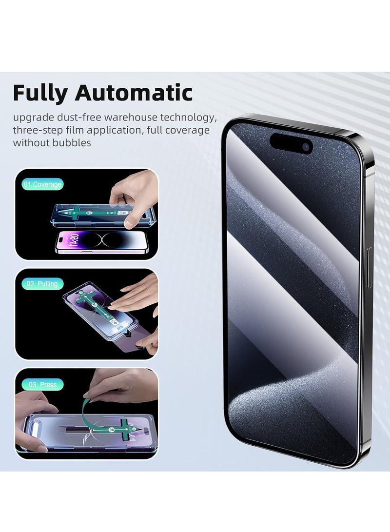 MIXDE iPhone 15 Pro Screen Protector  Full Coverage Easy Installation Frame Grade Protection  HD Clear Anti-Fingerprint, Bubble Free, Tempered Glass Film for iPhone 15 Pro - Image 3