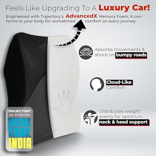 Trajectory Car Seat Headrest with ADVANCEDX Memory Foam & GRIDMATRIX Fabric – Ergonomic Neck Pillow for Ultimate Support, Neck Pain Relief, Breathable & Washable Cover – Ideal for Men & Women - Image 3