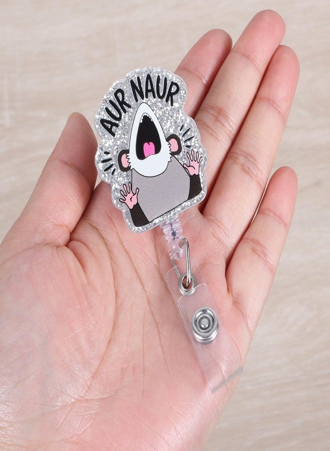 BVIIE AUR Naur Funny Nurse Badge Reel, Cute Possum RN Badge Buddy, Peds ID Name Work Badge Holder with Retractable Clip Accessories for LPN CNA MA Nurse Doctor Nursing Student Teacher and Medical Workers - Image 3