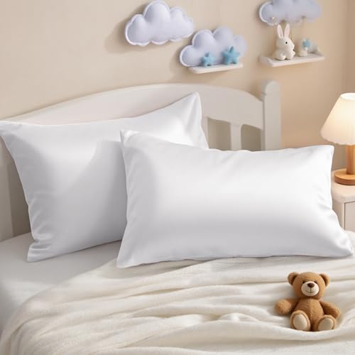 NTBAY Egyptian Cotton Toddler Pillowcases - Set of 2 - Travel Pillow Cases - 500 Thread Count Cotton 13x18 Pillow Covers - Envelope Closure Nursery Pillowcases, 13x18 Inches, White - Image 1