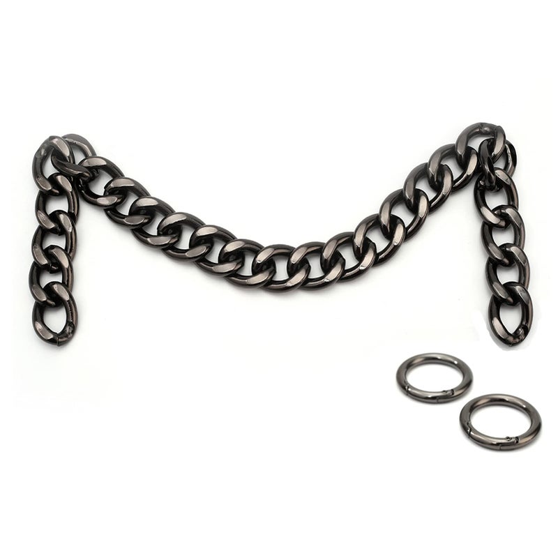 Xiazw DIY Heavy Chunky Aluminum Metal Purse Handle Bag Chain Charms Strap Replacement Handbag Accessories Decoration Black