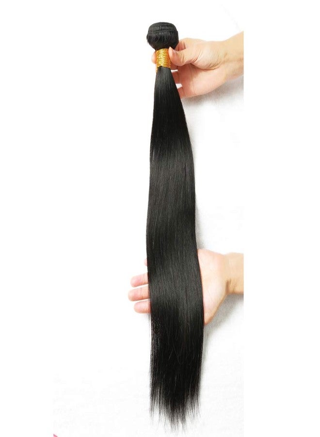 Risbaer Brazilian Virgin Hair Straight Remy Human Hair Extensions Bundles 100g Natural Black Color (Single Bundle, 20 inch) - Image 1