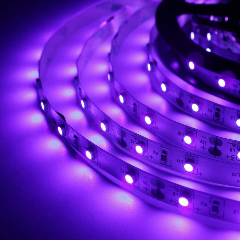 LightingWill LED UV Black Light Strip Kit, Ultraviolet 16.4FT/5M 3528 300LEDs, 395nm-405nm Blacklight for DJ Bar Club Party Decor Night Fishing with 12V Power Supply - Image 2