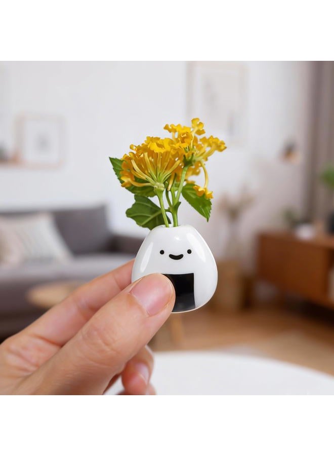 Tnstbiee 5 PCS Mini Onigiri Flower Vase Set - Cute Japanese Handmade Bud Vases Bulk for Dried Flowers, Small Centerpiece Vase for Coffee Table Living Room Home Decor, Unique Japandi Tiny Ceramic Vases - Image 3