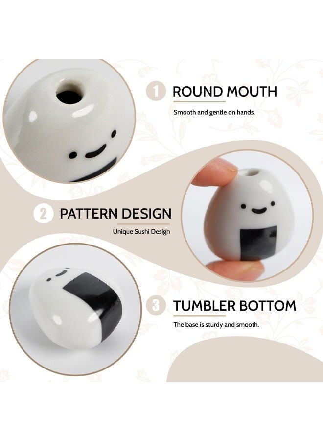 Tnstbiee 5 PCS Mini Onigiri Flower Vase Set - Cute Japanese Handmade Bud Vases Bulk for Dried Flowers, Small Centerpiece Vase for Coffee Table Living Room Home Decor, Unique Japandi Tiny Ceramic Vases - Image 4