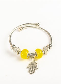 Yellow Bandora Stainless Steel Bracelet with a Hand Pendant