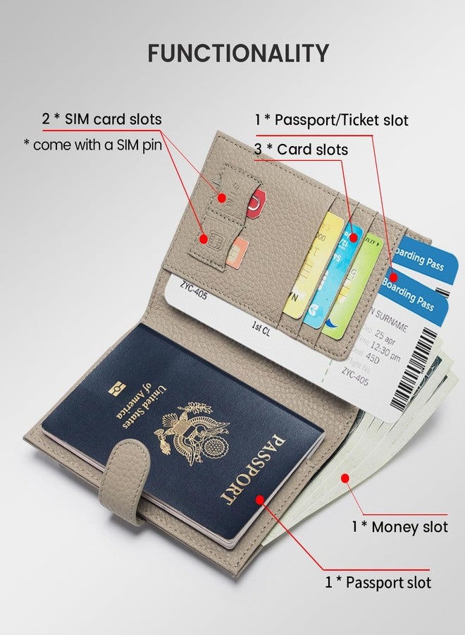 Karmiir RFID Passport Holder Travel Wallet for Women, Leather Passport Cover Wallet with Card Holders SIM Slots,Zippered Coins Pocket and Cash Slot Slim Compact Travel Wallet, Elephant Grey, Fashion - Image 2