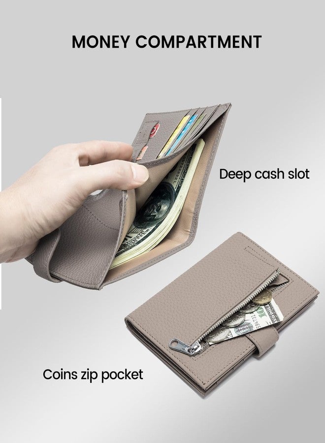 Karmiir RFID Passport Holder Travel Wallet for Women, Leather Passport Cover Wallet with Card Holders SIM Slots,Zippered Coins Pocket and Cash Slot Slim Compact Travel Wallet, Elephant Grey, Fashion - Image 3