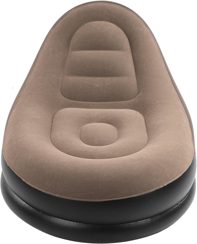 Portable Flocking Inflatable Sofa Comfortable Inflate Deflate for Outdoor Fitness & Vacation, 116x98x83cm, 2 Pcs Coffee - Image 2