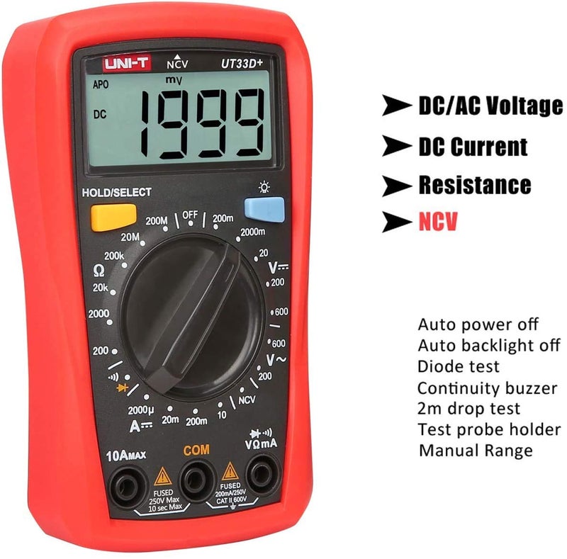 UNI-T UT33D+ Reliable Digital Multimeter, Palm-sized, with non-contact voltage detection, for the field engineers - Image 3
