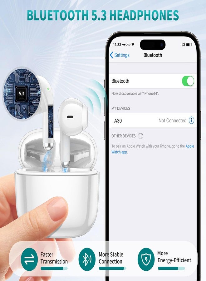 ACAGET Wireless Earbuds for iPhone 16 16e 15 Pro Max 14 13 12 11 XR XS Bluetooth 5.3 Headphones Noise Canceling Earphones for Galaxy S25 S24 Ultra S23 S22 HiFi Bass Stereo Earphone for Google Pixel 9 - Image 3