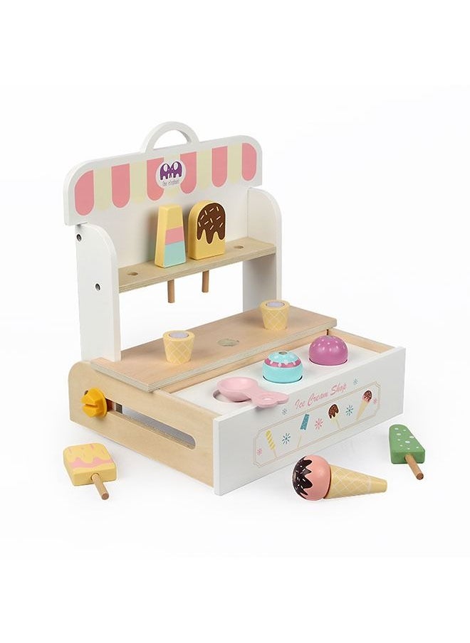 JSAITOYS - Wooden High Simulation Wooden Ice Cream Role Playing Toys For Children - Image 1