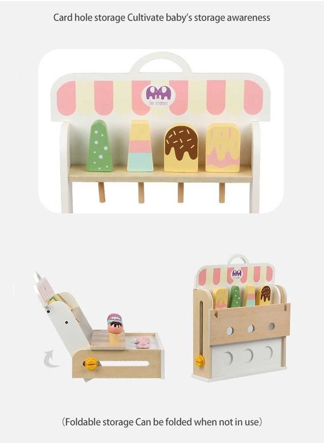 JSAITOYS - Wooden High Simulation Wooden Ice Cream Role Playing Toys For Children - Image 1
