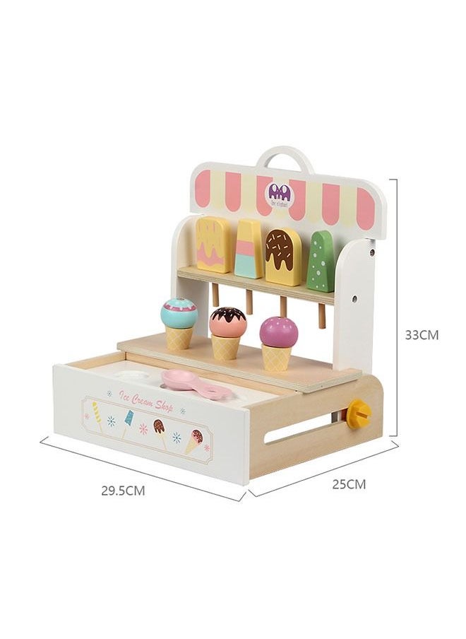 JSAITOYS - Wooden High Simulation Wooden Ice Cream Role Playing Toys For Children - Image 1