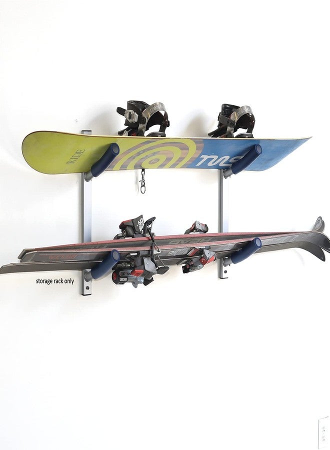 SPAREHAND Double Wall Mount Storage Rack - Heavy Duty 9-Inch Cradle Arms with Push Pin Button - 2-Tier Storage System for Surfboards, Wakeboards, Skateboard & Skis - Ideal for Home & Garage Display - Image 3