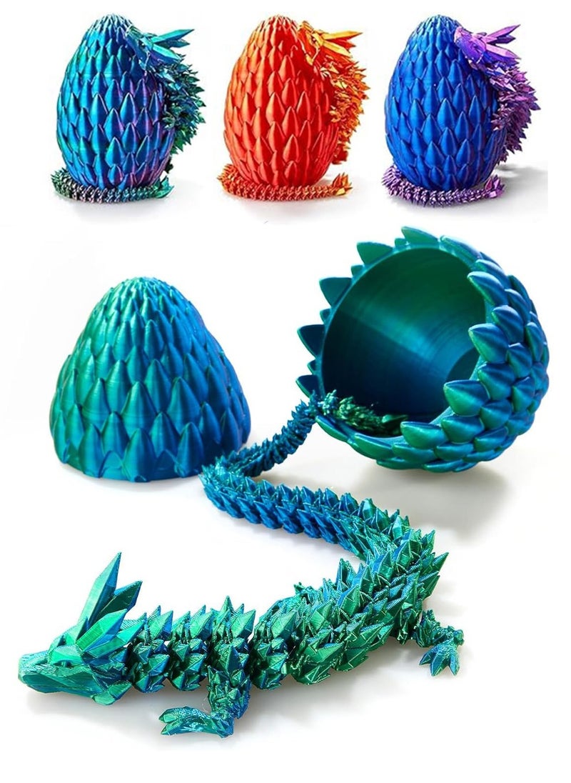 GNAFOTU - 3D Printed Dragon Toy 12"" Crystal Dragon Fidget Executive Desk Dragon Egg - Image 1
