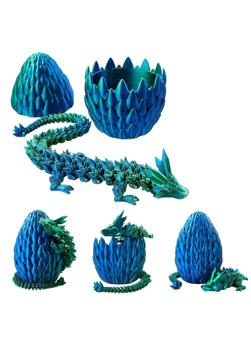 GNAFOTU - 3D Printed Dragon Toy 12"" Crystal Dragon Fidget Executive Desk Dragon Egg - Image 1