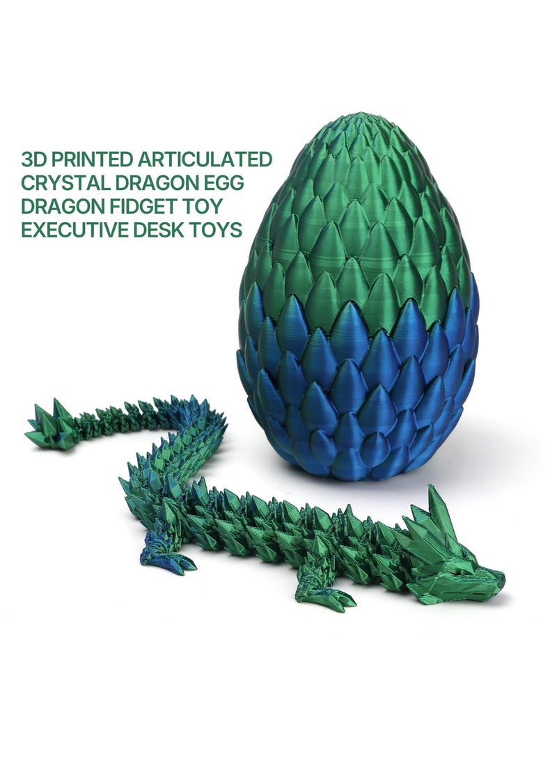 GNAFOTU - 3D Printed Dragon Toy 12"" Crystal Dragon Fidget Executive Desk Dragon Egg - Image 1