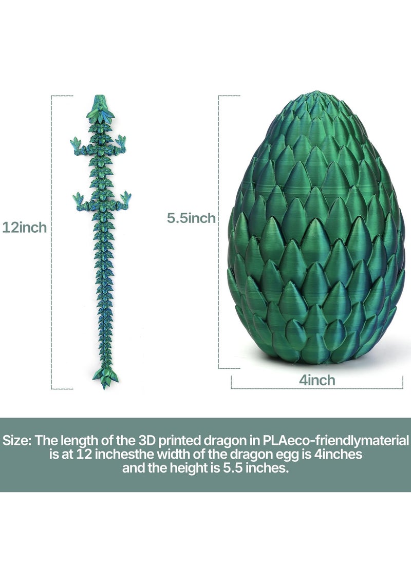 GNAFOTU - 3D Printed Dragon Toy 12"" Crystal Dragon Fidget Executive Desk Dragon Egg - Image 1
