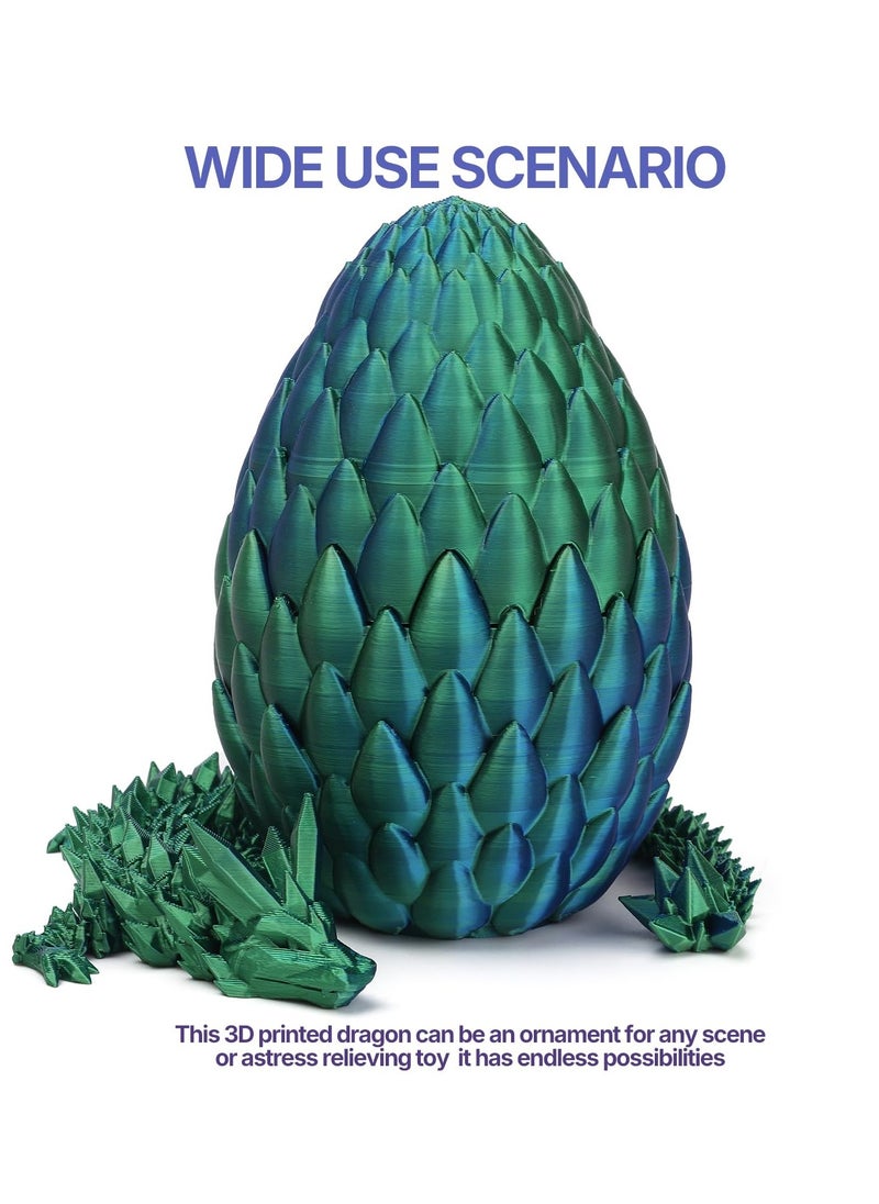 GNAFOTU - 3D Printed Dragon Toy 12"" Crystal Dragon Fidget Executive Desk Dragon Egg - Image 1