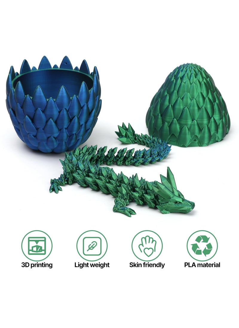 GNAFOTU - 3D Printed Dragon Toy 12"" Crystal Dragon Fidget Executive Desk Dragon Egg - Image 1