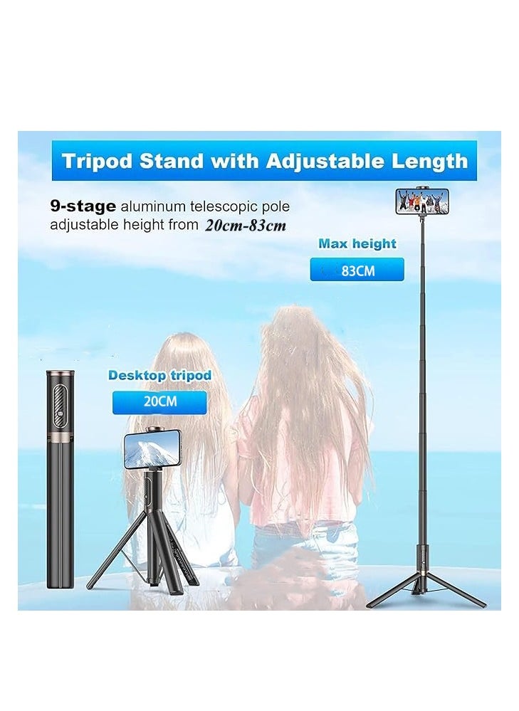 Arabest - 83CM Selfie Stick Tripod,Smartphone Tripod Stand All-in-1, Portable, Lightweight,Tall, Extendable Phone Tripod - Image 1