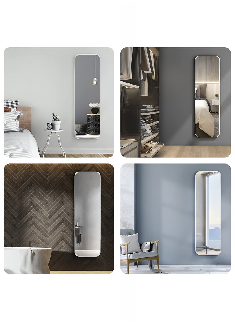Taimi Full Length Mirror with Aluminum Frame, Long Wall Mirror for Living Room, Dressing Room, Bathroom, Hallway, White - 120x30cm  - Image 5