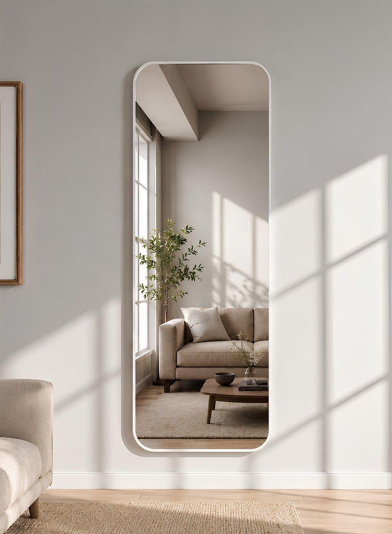 Taimi Rectangular Mirror 120x30cm with Rounded Edges, Full Length Mirror with Metal Frame, Floor Mirror, Wall Mirror Hanging or Tilt for Living Room, Bedroom, Entryway White - Image 2
