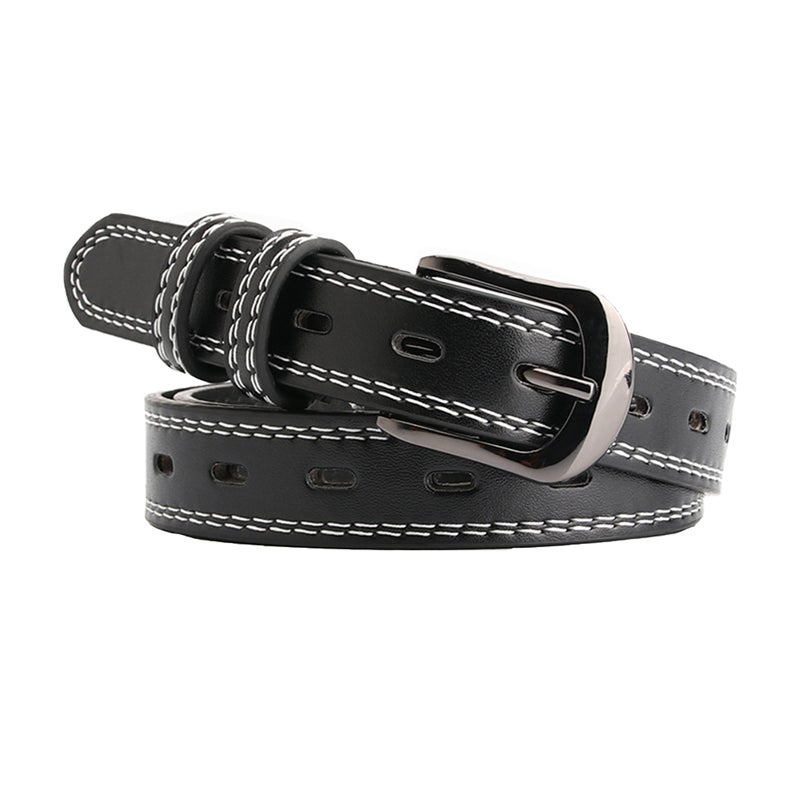 1pc PU Belt Fashion Jeans Decorative Belt Buclke Waist Belt Dress Jeans Strips for Women Ladies Girls (Black） - Image 4