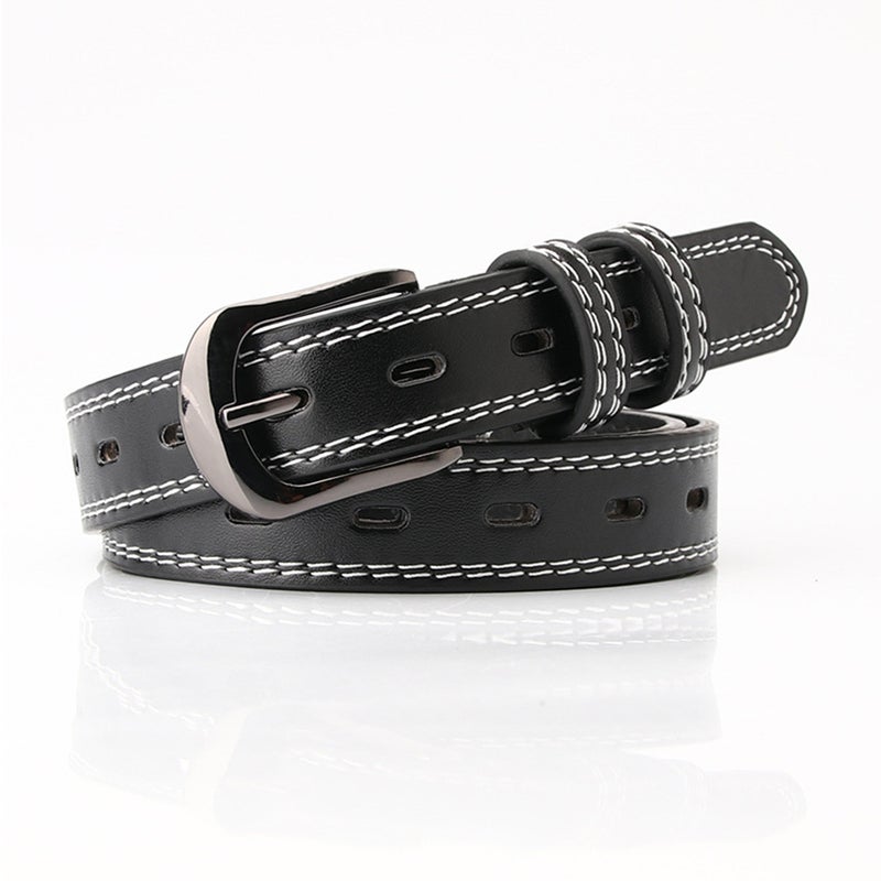 1pc PU Belt Fashion Jeans Decorative Belt Buclke Waist Belt Dress Jeans Strips for Women Ladies Girls (Black） - Image 5