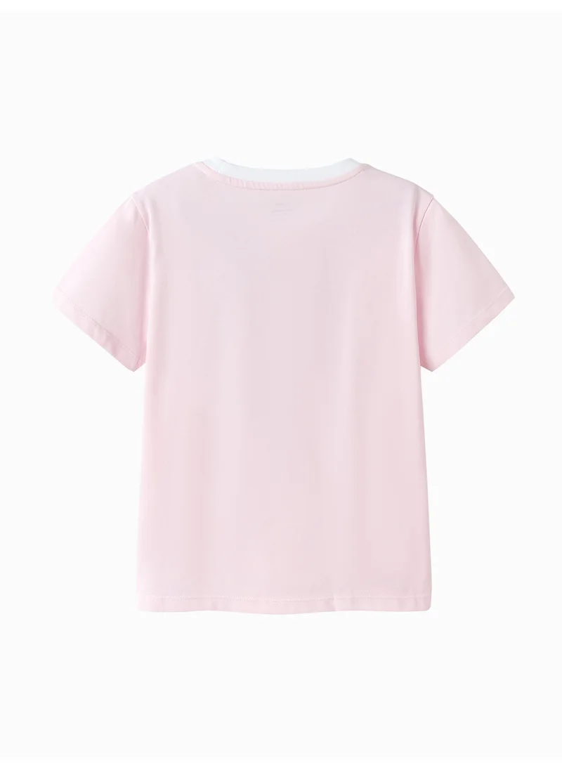 بالابالا Kids Girl Round v-neck short-sleeved T-shirt