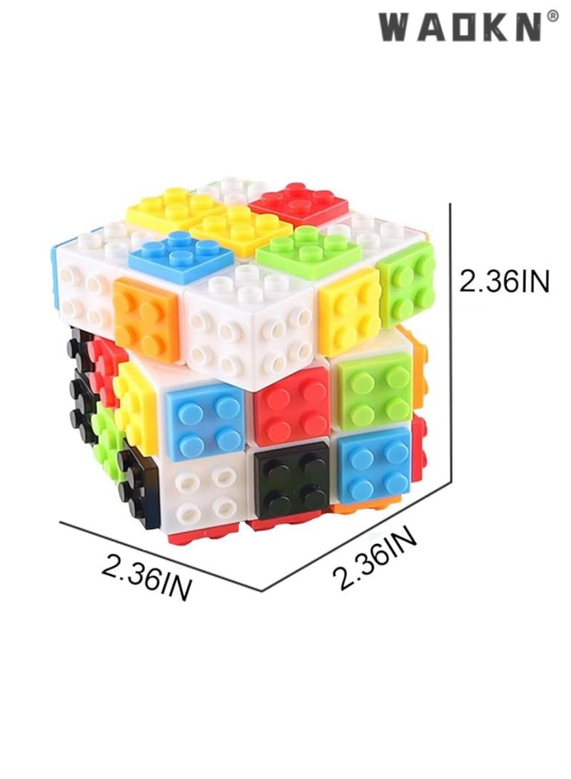 WAOKN Magic Cube ,Rubix Cube 3x3,Build - on Brick Magic Cube,Brain Teaser Puzzle and Bricks Toy in 1,for Kids and Adults Gift,  Enhance Problem Solving Skills, Educational Toy,White  - Image 3