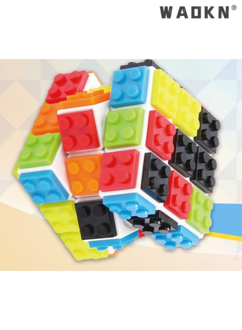 WAOKN Magic Cube ,Rubix Cube 3x3,Build - on Brick Magic Cube,Brain Teaser Puzzle and Bricks Toy in 1,for Kids and Adults Gift,  Enhance Problem Solving Skills, Educational Toy,White  - Image 2