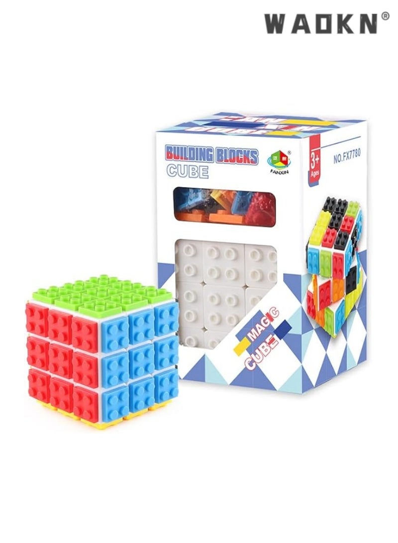 WAOKN Magic Cube ,Rubix Cube 3x3,Build - on Brick Magic Cube,Brain Teaser Puzzle and Bricks Toy in 1,for Kids and Adults Gift,  Enhance Problem Solving Skills, Educational Toy,White  - Image 4