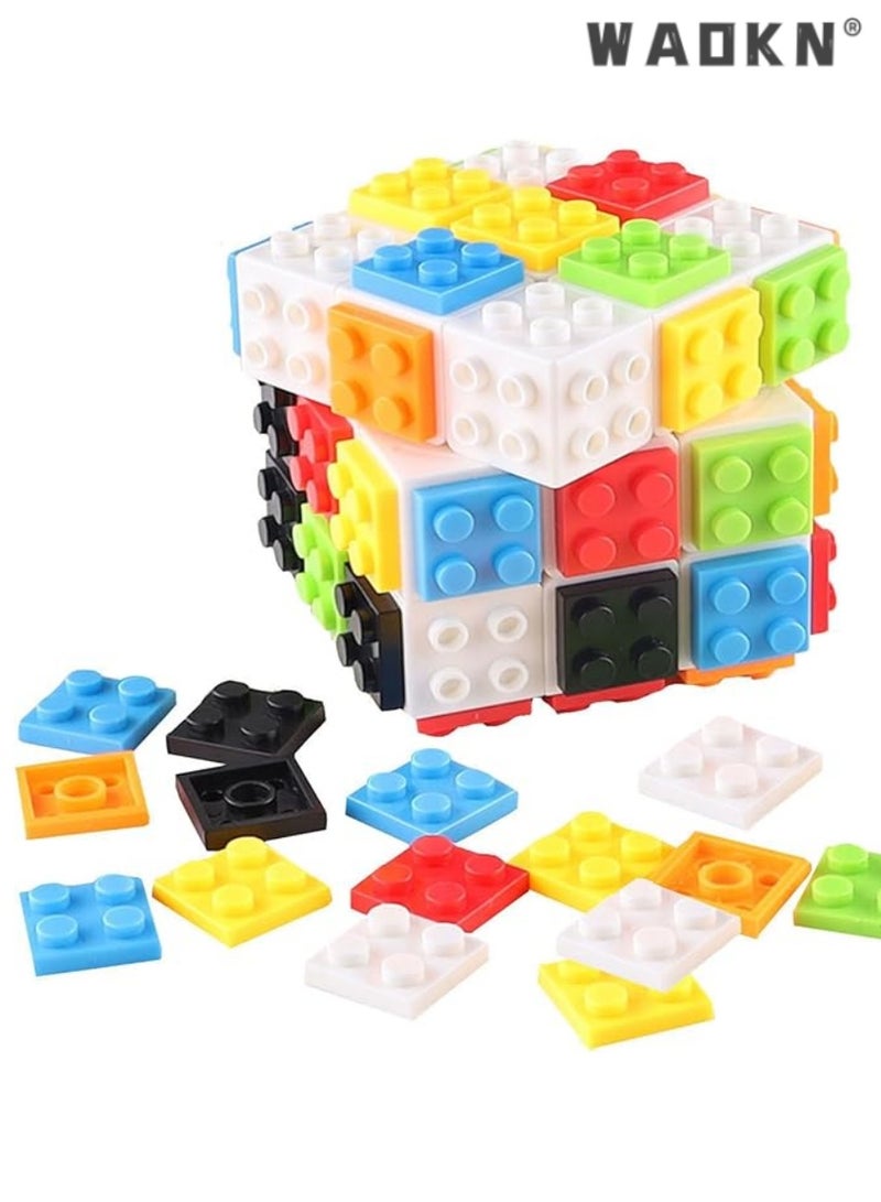 WAOKN Magic Cube ,Rubix Cube 3x3,Build - on Brick Magic Cube,Brain Teaser Puzzle and Bricks Toy in 1,for Kids and Adults Gift,  Enhance Problem Solving Skills, Educational Toy,White  - Image 1