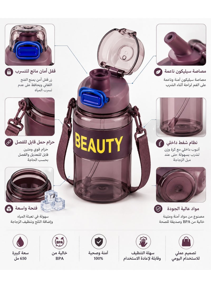 بيوتي زجاجة مياه صحية للأطفال والكبار – BEAUTYبسعه650مللى - Image 3