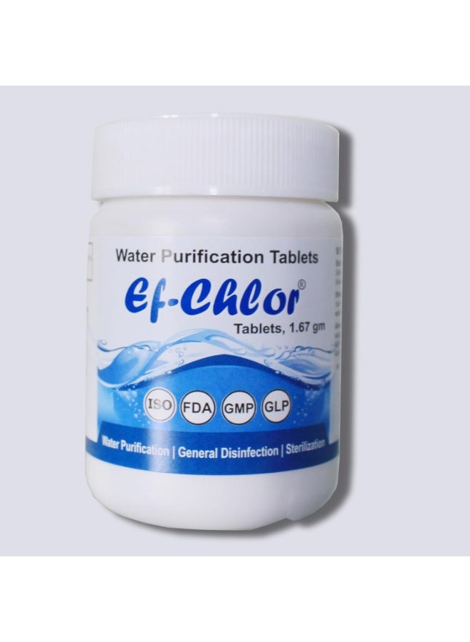 Ef-Chlor 1.67gm Water Purification Tablets for Overhead & Underground Tank Water 1-Tablet purifies 500 litres Water-Jar of 50 Tablets Combo Pack of 2 jar (100 Tablets purify 50000 litres Water) - Image 2