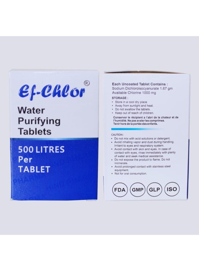 Ef-Chlor 1.67gm Water Purification Tablets for Overhead & Underground Tank Water 1-Tablet purifies 500 litres Water-Jar of 50 Tablets Combo Pack of 2 jar (100 Tablets purify 50000 litres Water) - Image 3