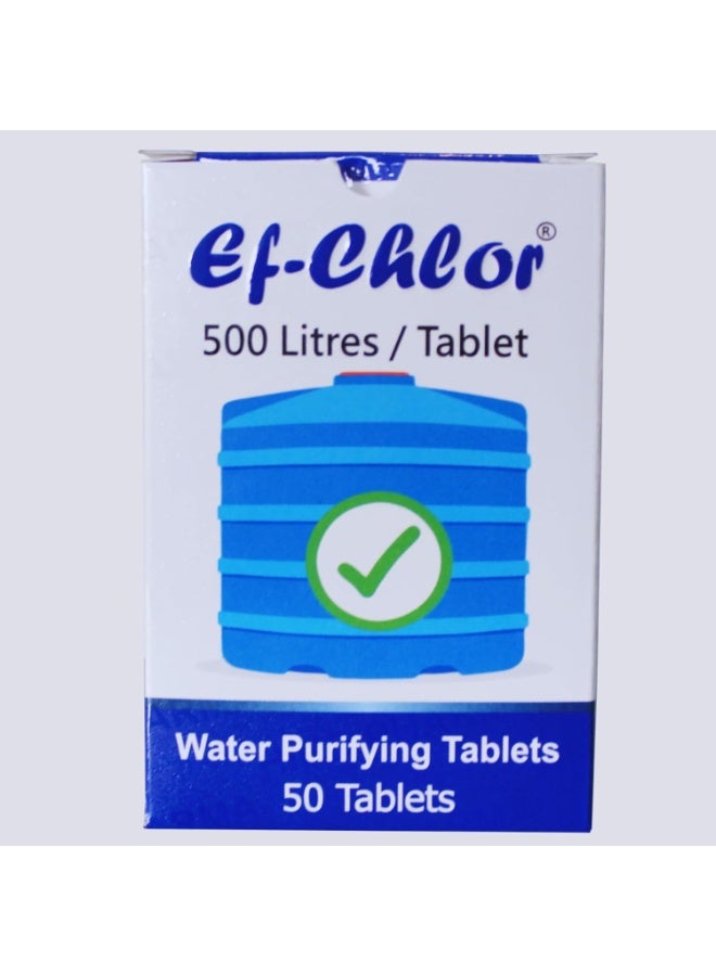 Ef-Chlor 1.67gm Water Purification Tablets for Overhead & Underground Tank Water 1-Tablet purifies 500 litres Water-Jar of 50 Tablets Combo Pack of 2 jar (100 Tablets purify 50000 litres Water) - Image 1