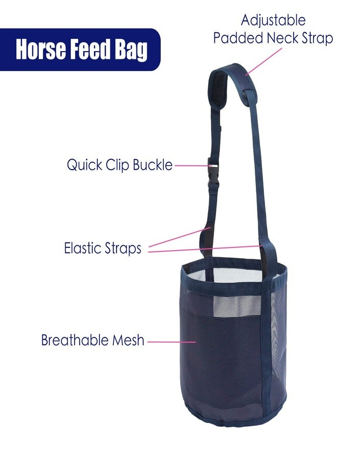 Gydoty Horse Feed Bag for Grain - Heavy Duty Mesh Horse Feeder with Adjustable Strap,Comfort Neck Pad,Nose Pad Horse Muzzle (Medium,1Blue+1Pink) - Image 3