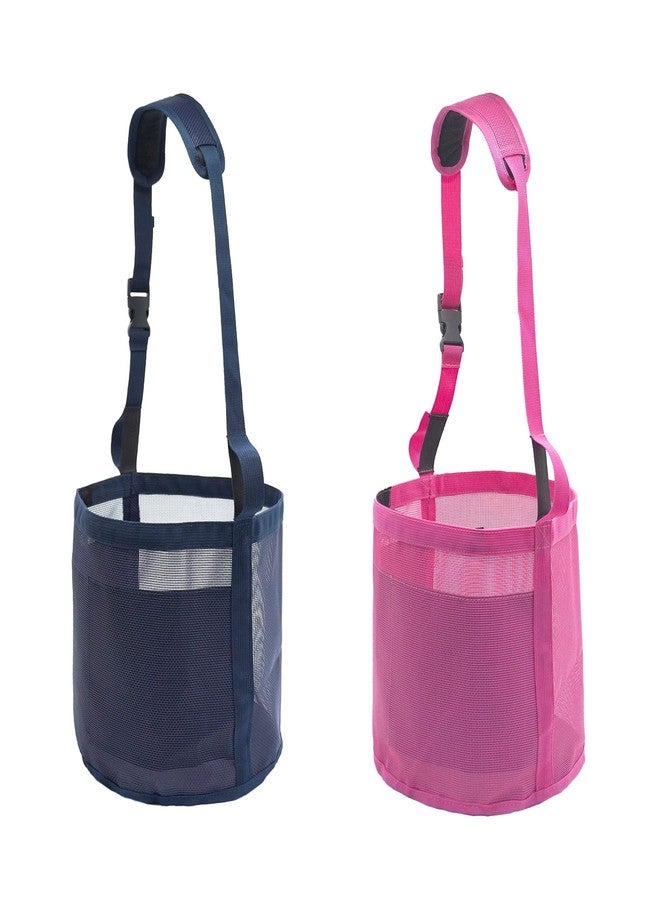 Gydoty Horse Feed Bag for Grain - Heavy Duty Mesh Horse Feeder with Adjustable Strap,Comfort Neck Pad,Nose Pad Horse Muzzle (Medium,1Blue+1Pink) - Image 1
