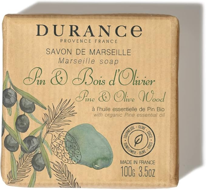 Durance Solid Marseille Soap With Organic Pine Essential Oil 100g Enriched With Olive Oil Red Rice Extract ParabenFree Solid Soap For All Skin Types - Image 3