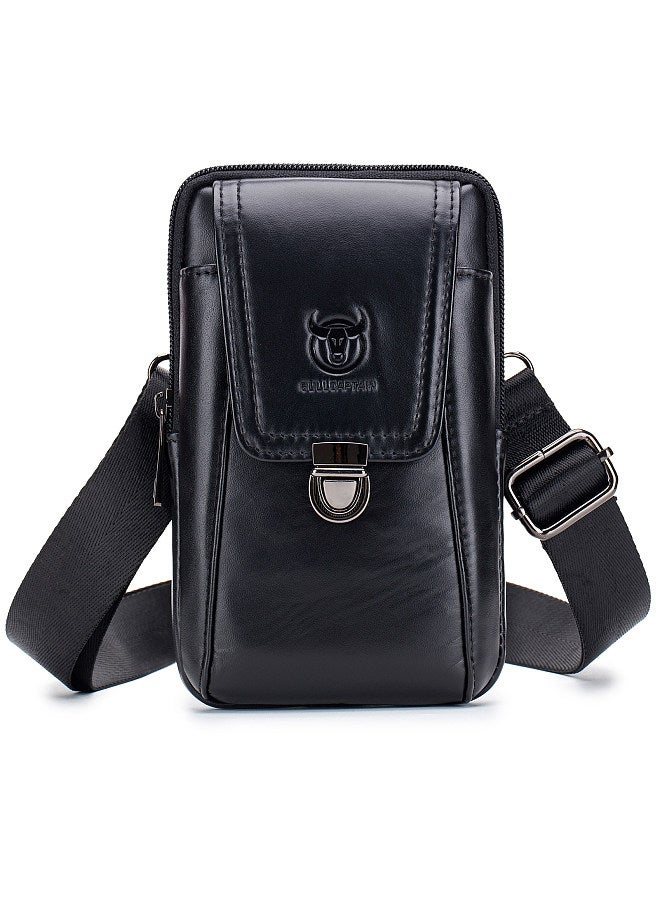 BULLCAPTAIN Men Leather Waist Belt Bag Phone Pouch Bag Travel Crossbody Shoulder Bag Pack Purse Wallet  - Image 3