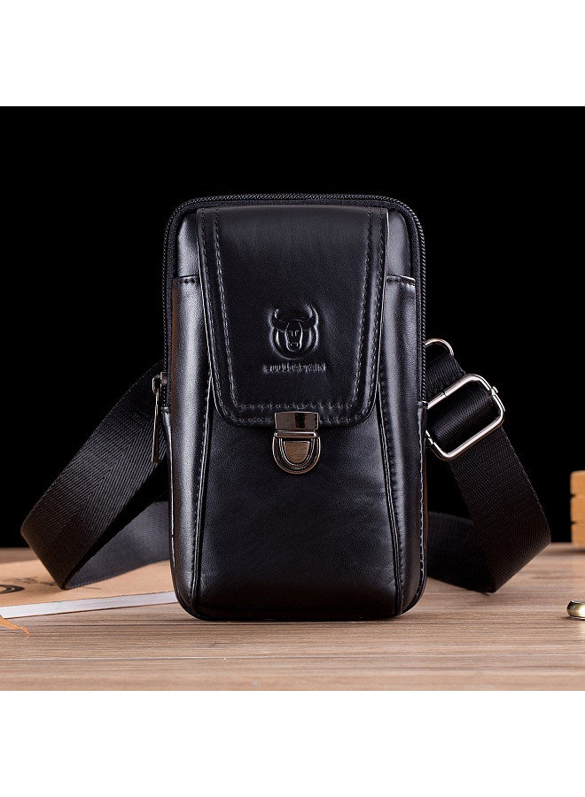 BULLCAPTAIN Men Leather Waist Belt Bag Phone Pouch Bag Travel Crossbody Shoulder Bag Pack Purse Wallet  - Image 5