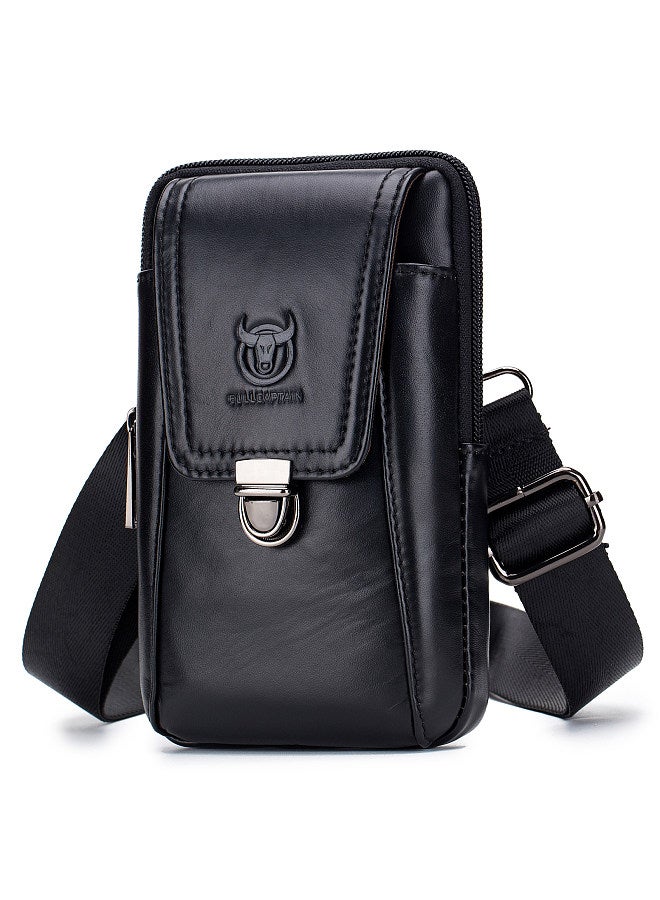 BULLCAPTAIN Men Leather Waist Belt Bag Phone Pouch Bag Travel Crossbody Shoulder Bag Pack Purse Wallet  - Image 1
