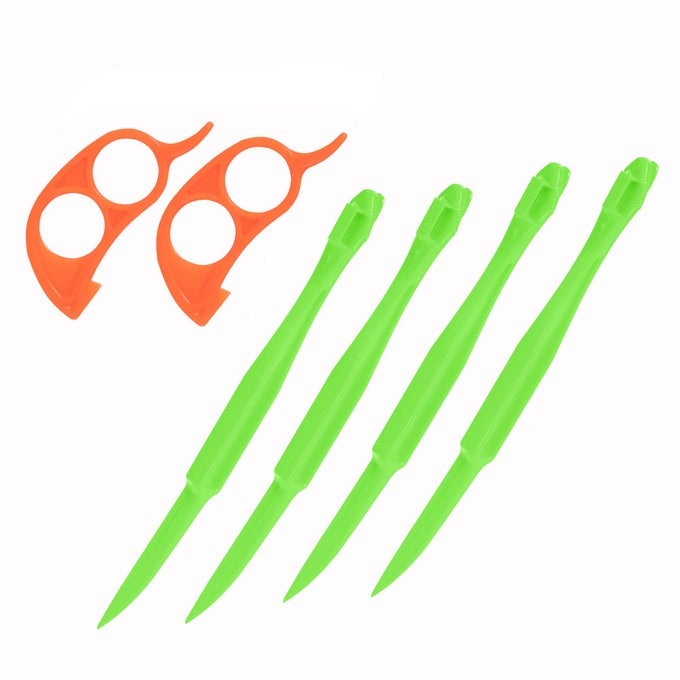 PREMIUM PLASTIC ORANGE PEELER LEMON CITRUS PEEL CUTTER VEGETABLE SLICER FRUIT TOOLS LONG HANDLE TYPE GREEN 4 PACK MOUSE TYPE ORANGE 2 PACK GREEN