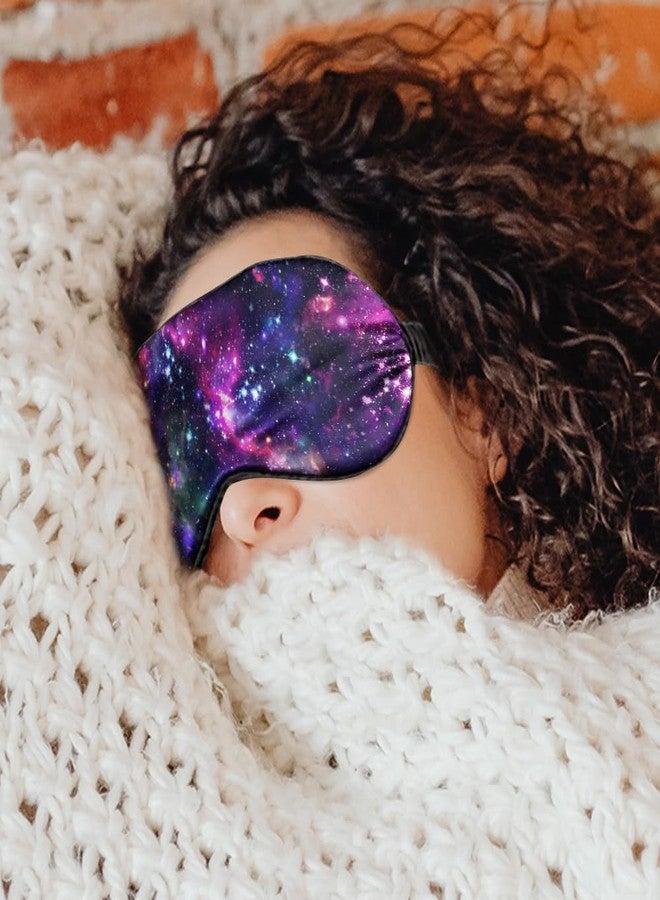 WIRESTER Soft Satin Silk Eye Mask Sleeping Mask Comfortable Sleep Mask with Adjustable Strap for Men Women Kids - Purple Nebula Galaxy - Image 4