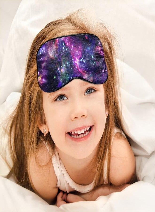 WIRESTER Soft Satin Silk Eye Mask Sleeping Mask Comfortable Sleep Mask with Adjustable Strap for Men Women Kids - Purple Nebula Galaxy - Image 3