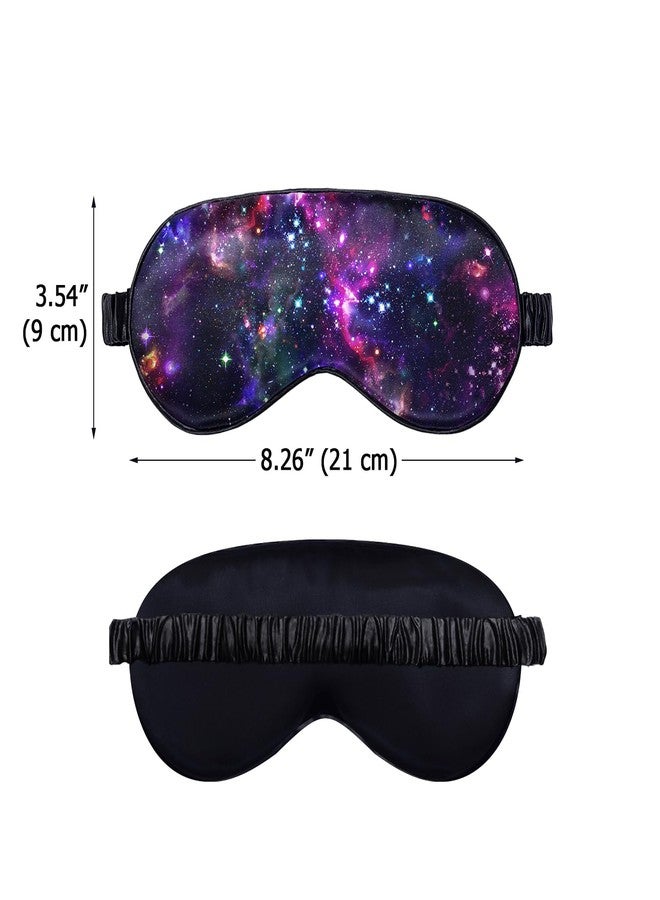 WIRESTER Soft Satin Silk Eye Mask Sleeping Mask Comfortable Sleep Mask with Adjustable Strap for Men Women Kids - Purple Nebula Galaxy - Image 2