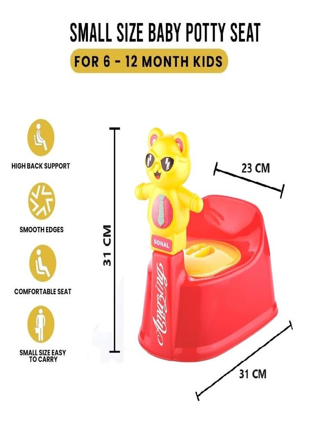SONAL - PANDA (Small Size) Baby Potty Training Toilet seat without Removable Tray, Lid For Boy And KIds (Age 6-12 Mths) Potty Seat/Potty Box. (Red) - Image 2